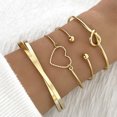 7Pcs/Set Punk Vintage Gold Color Arrowhead Argyle Exaggerated Bracelets