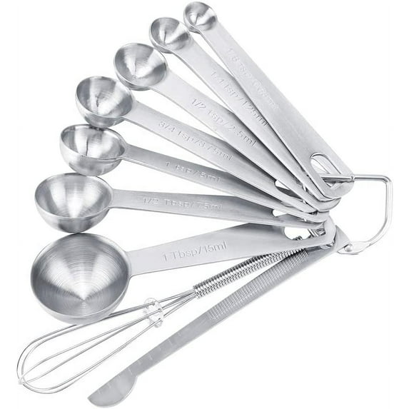 7Pcs Set Stainless Steel Measuring Spoons Utensils Cups With Measuring Stick Whisk