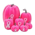 thumbnail image 1 of 7Pcs Simulation Pumpkin Ornament, Lifelike Hot Pink Pumpkin Model with Pink Ribbon, Funny Desktop Ornament for Fall Harvest Halloween Thanksgiving Decor, 1 of 6