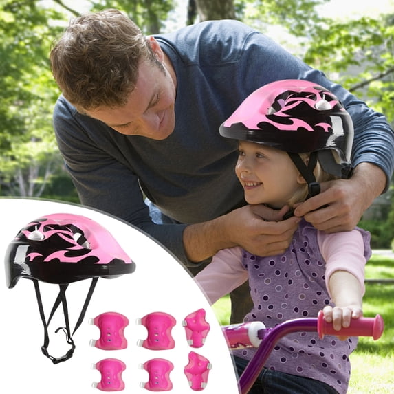 7Pcs Skating Skateboard Protective Gear Set for 4-12 Years Old - Adjustable Safety Gear Set, ABS Helmet with Ventilated Sponge & Full Protective Pads for Biking/Skateboarding/Skating