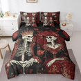 thumbnail image 1 of 7Pcs Skull Lover King Comforter Set,Romantic Love Wedding Bedding Sets,Gothic Crown Floral Skull Skeleton Bed In A Bag,Couple Valentine'S Day Gifts Quilt with Flat Fitted Sheet, 1 of 5