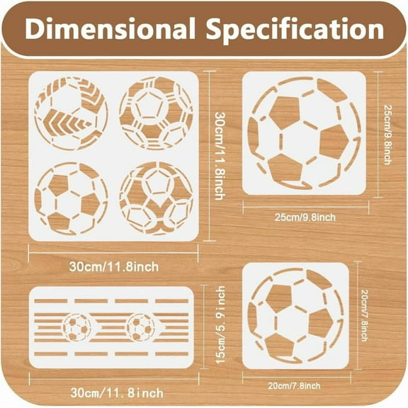 7Pcs Small Medium Large Soccer Ball Sport Wall Stencil Templates Plastic Reusable Football Exercise Art Stencils for Painting on Wall Floor Wood Fabric Furniture Glass
