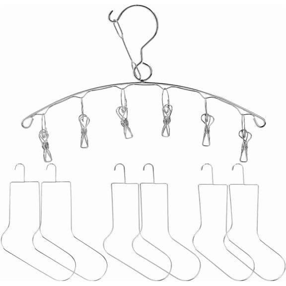 7Pcs Sock Blockers and Laundry Drying Hanger Rack Stainless Steel Sock Stretchers Creative Sock-Shaped Hanger for Fast Drying