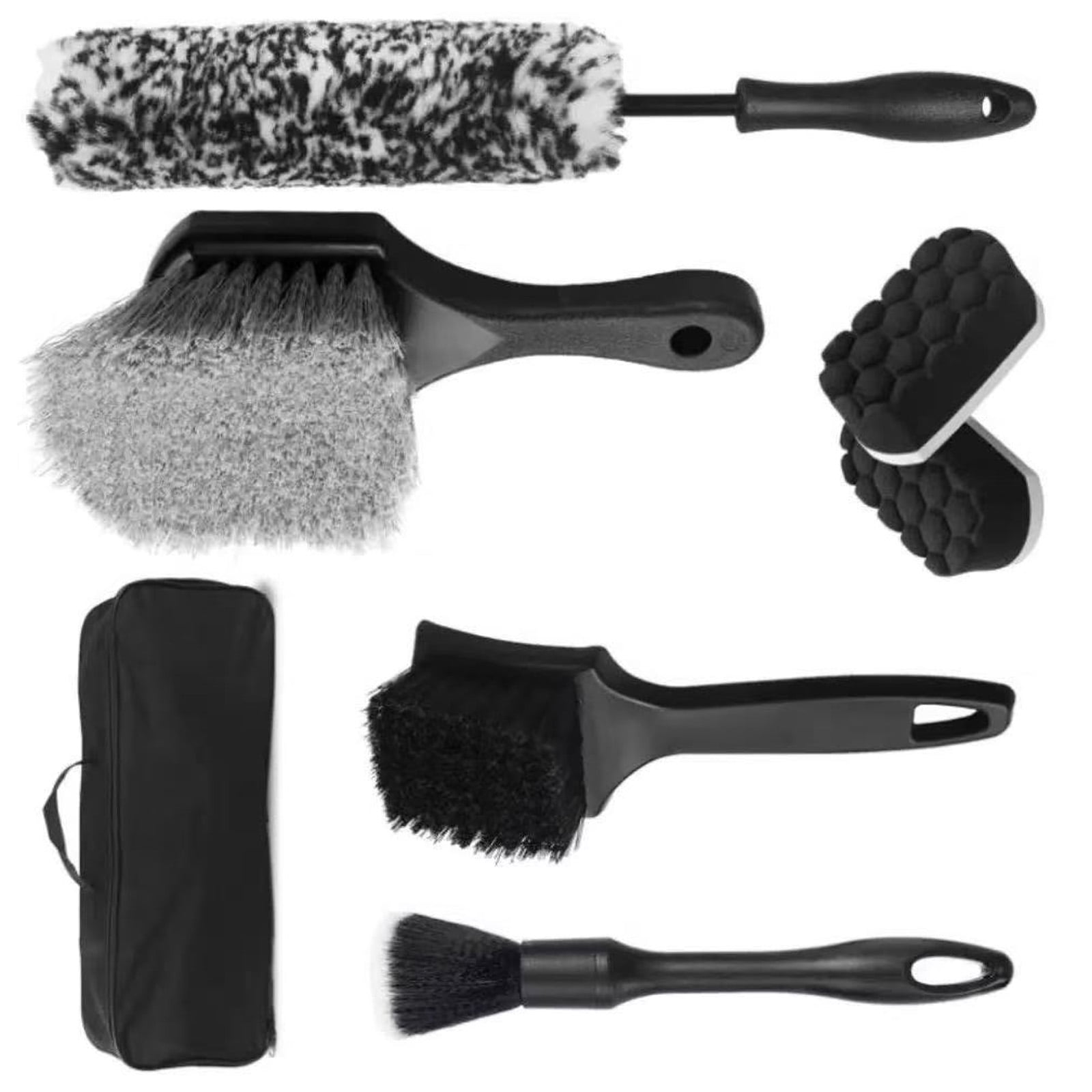 7Pcs Soft Wheel Brush Set Compact Short Handle Ergonomic Grip For ...