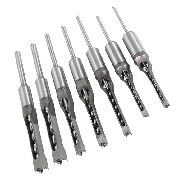 7Pcs Square Hole Drill Bit, Stainless Steel Sharp Durable Mortising Chisel Set 6/25, 1/4, 5/16, 3/8, 2/5, 1/2, 9/16 Inch