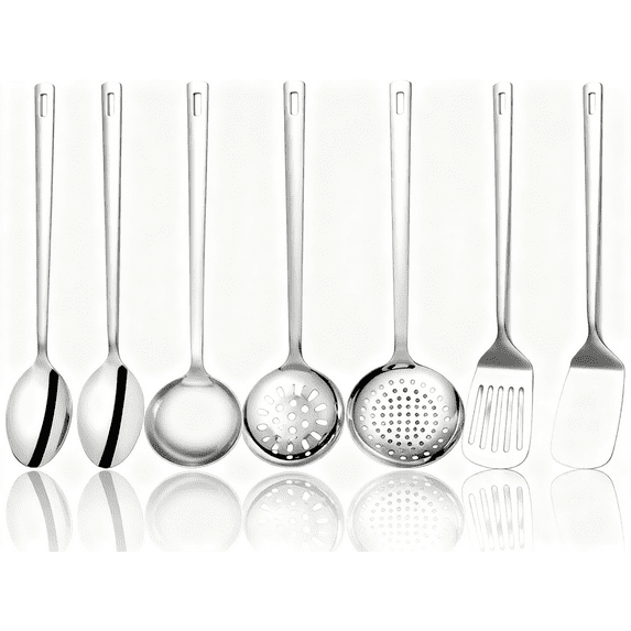 Jetcloudlive 7Pcs Kitchen Cooking Utensils Set, Stainless Steel Kitchen Utensils Set, Kitchen Tools Spatulas Set, Home Essentials Kitchen Gadgets Accessories