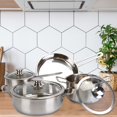 thumbnail image 1 of 7Pcs Stainless Steel Cookware Set, Pots and Pans Kitchen Cooking Set with Rivets Handles, Heat Induction Pot Pans Set, Oven Dishwasher Safe, Silver, 1 of 12