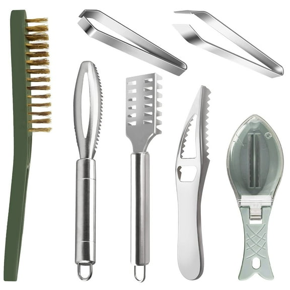 7Pcs Stainless Steel Fish Scaler Remover Fish Scraper Scaler with Sawtooth