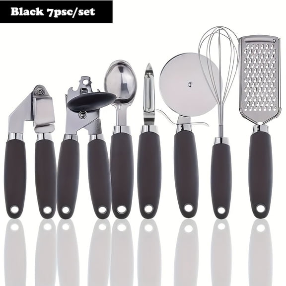 7Pcs Stainless Steel Kitchen Utensils Set-Multifunctional Kitchen Gadgets Set With Comfortable Handles, Includes Whisk Grater Peeler Pizza Cutter,Ideal For Home Cooking & Gift For Cooking Enthusiasts