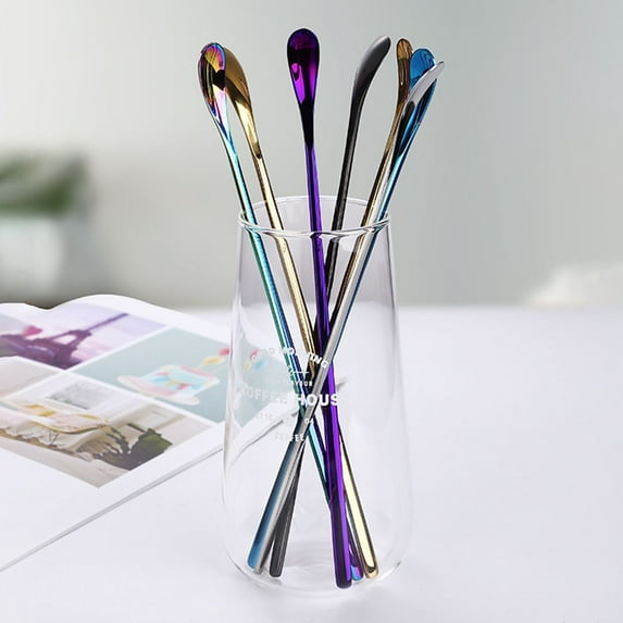 /7Pcs Stainless Steel Long Handle Stylish Latte Ice Cream Sundae Coffee Spoons F YIWEI