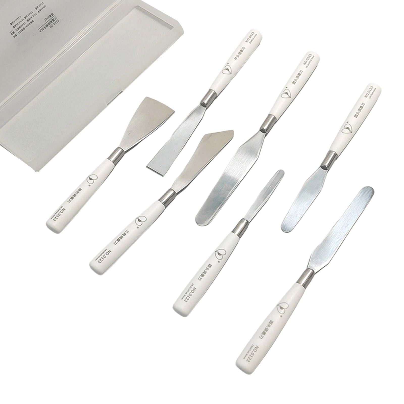 7Pcs Stainless Steel Spatula Palette Tool Set Handle Palette Tool for Acrylic Oil Painting Color Mixing Blending