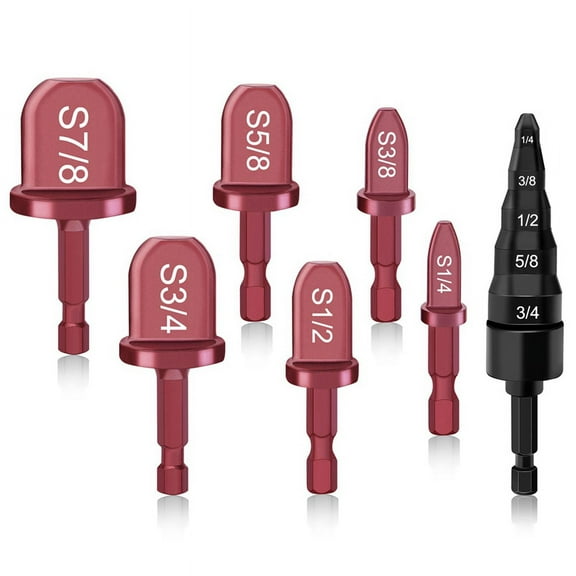 7Pcs Swaging Tool Drill Bit Set,Pipe Expander Tool,1/4in, 3/8in,1/2in,5/8in,3/4in,7/8i y12397