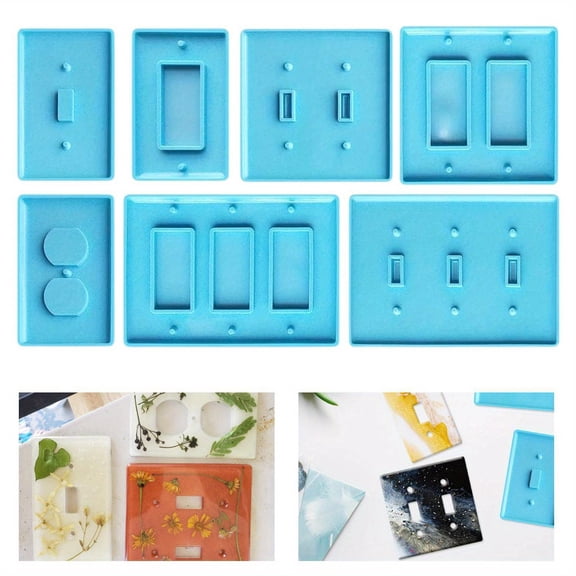 7Pcs Switch Cover Molds, Silicone Resin Molds for Switch Plate and Outlet Cover, DIY Epoxy Craft Making for Home Decor
