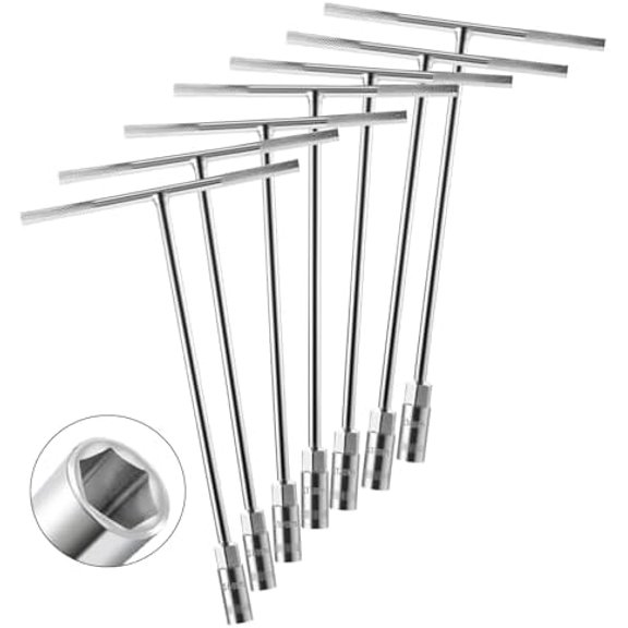 7Pcs T-Handle Wrenches Metric Socket Set, 6mm, 8mm, 10mm, 11mm, 12mm, 13mm, 14mm, Cr-V, Chrome Vanadium Steel T Handle Wrench Hex Socket for Motorcycle Bicycle Car Dirtbike Repair (7 Pack)