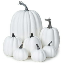 7Pcs Thanksgiving Artificial White Pumpkin Home Decoration Sets, Artificial Vegetables Pumpkin for Fall Halloween Home Decor