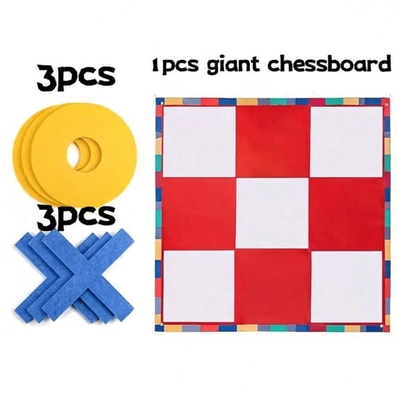 7Pcs Tic Tac Toe Board Game,Family , Outdoor , Party Games,Polyester fiber Material, 43-Inch Oversized Board, 7.8-Inch Pieces, Suitable For Family Gatherings, Office Social, Group Activities