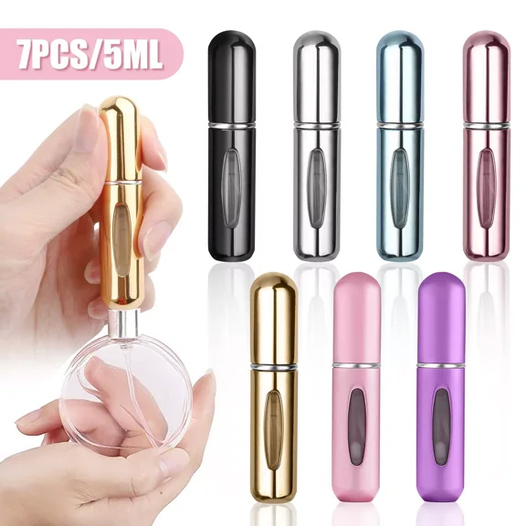 7Pcs Travel Mini Refillable Perfume Bottle Atomizer Portable Spray Scent Pump