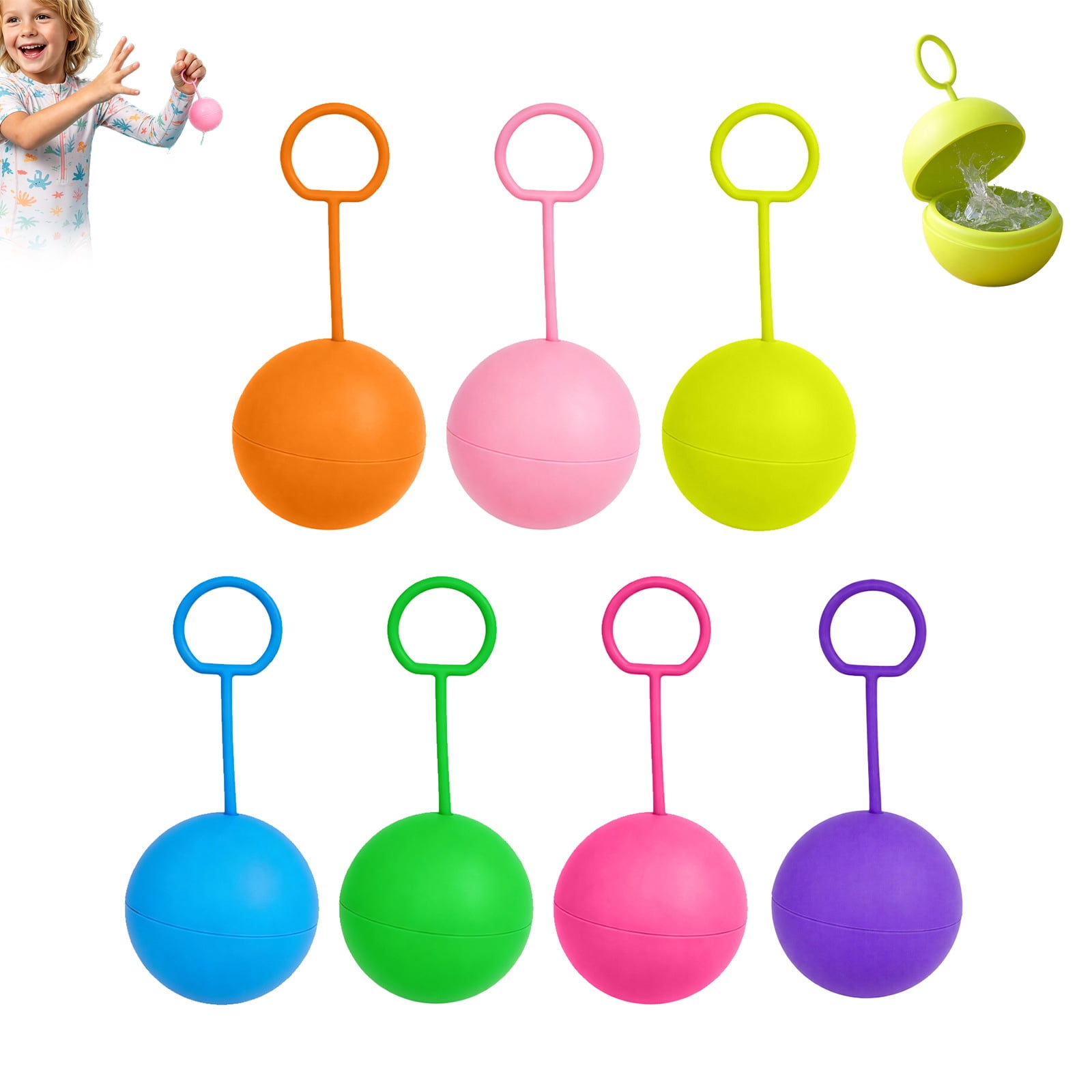 7Pcs Water Ball Refillable Water Balloons, Self Sealing Reusable Water Balloons for Pool Party, 7 Colors