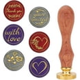 thumbnail image 1 of 7Pcs Wax Seal Stamps Set Rose with Love Sealing Wax Stamp Set 6 Styles Love Heart Removable Brass Stamp Head 1Pc Wooden Handle, 1 of 9