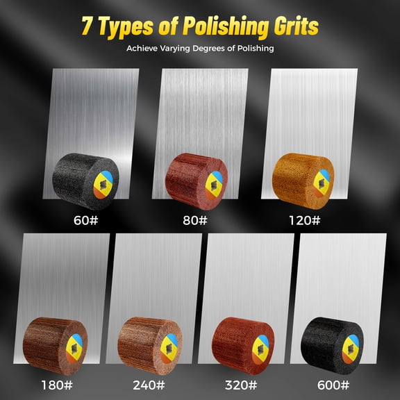 7Pcs Wire Drawing Wheel Brush Drum Polisher Burnishing Polishing Buffer Wheel for Automobiles, Construction
