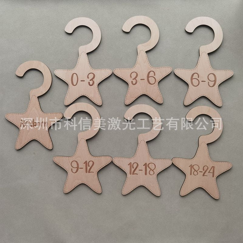 7Pcs Wood Baby Wardrobe Dividers Infant Clothes Dividers Hanging Baby