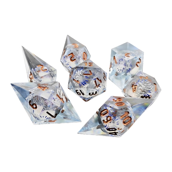 7Pcs/set Polyhedral Resin Dices Multi-faced Various Shape Digital Game Dices for Club Party Family Board Game Props