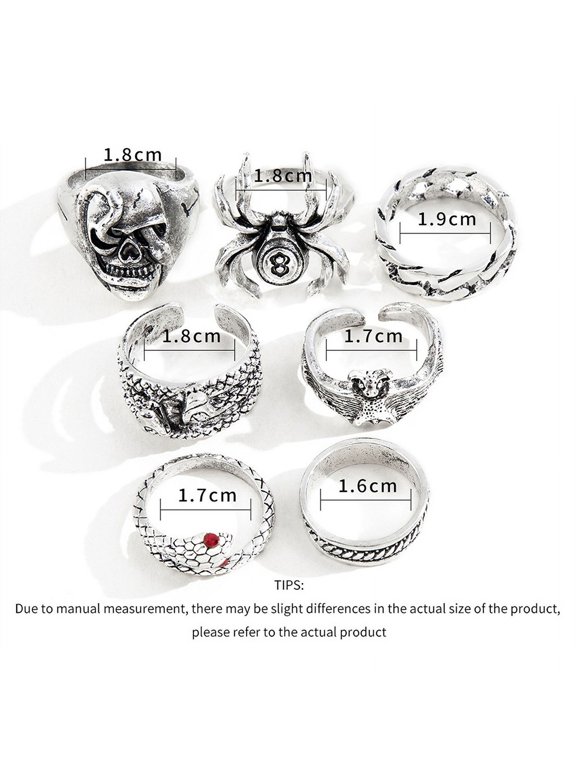 7Pcs/set Punk Snake Rings for Women Gothic Spider Men Jewelry Gift Accessories