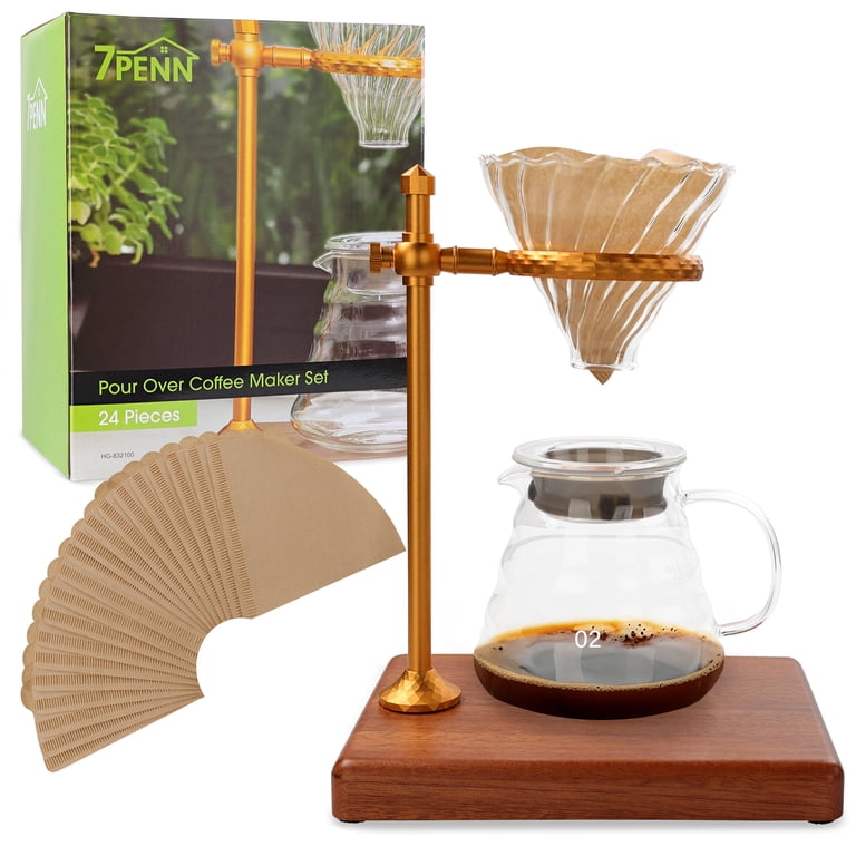 7Penn Coffee Pour Over Set - 2.5 Cup Glass Drip Coffee Pot Carafe with  Filters - Walmart.com