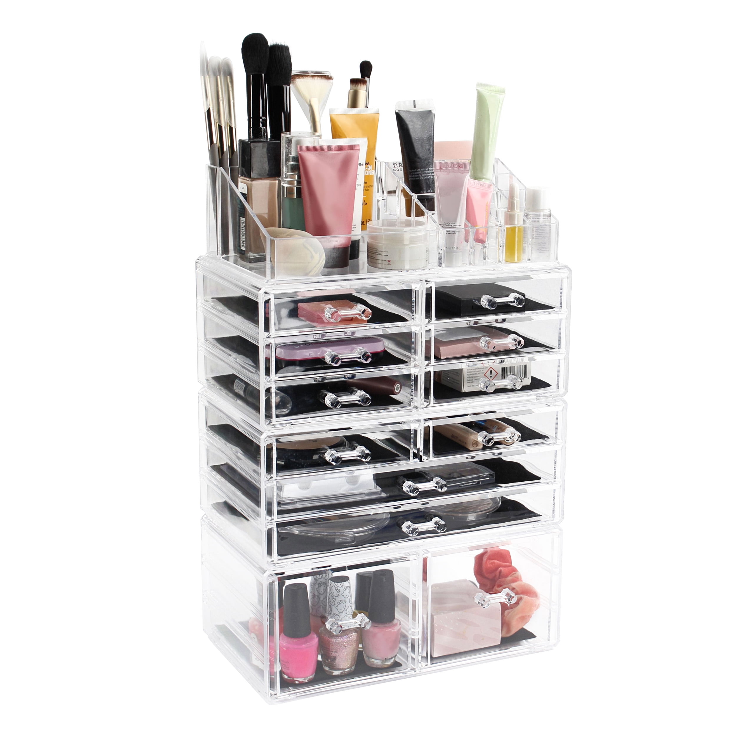  Cq acrylic 2PCS Clear Containers for Organizing 7 Drawers  Stackable Dresser Bathroom Organizers And Storage For Jewelry Hair  Accessories Nail Polish Lipstick Make up Marker Pen : Beauty & Personal Care