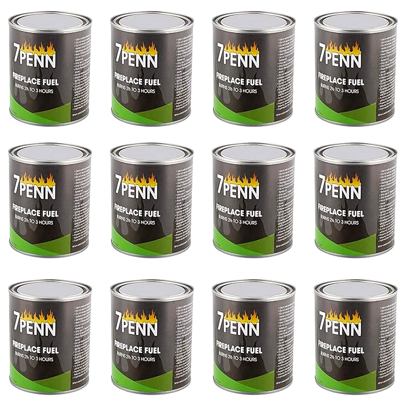 7Penn Gel Fireplace Fuel Cans, 13oz - 12Pk Fire Pit Gel Fuel Cans for Fireplace