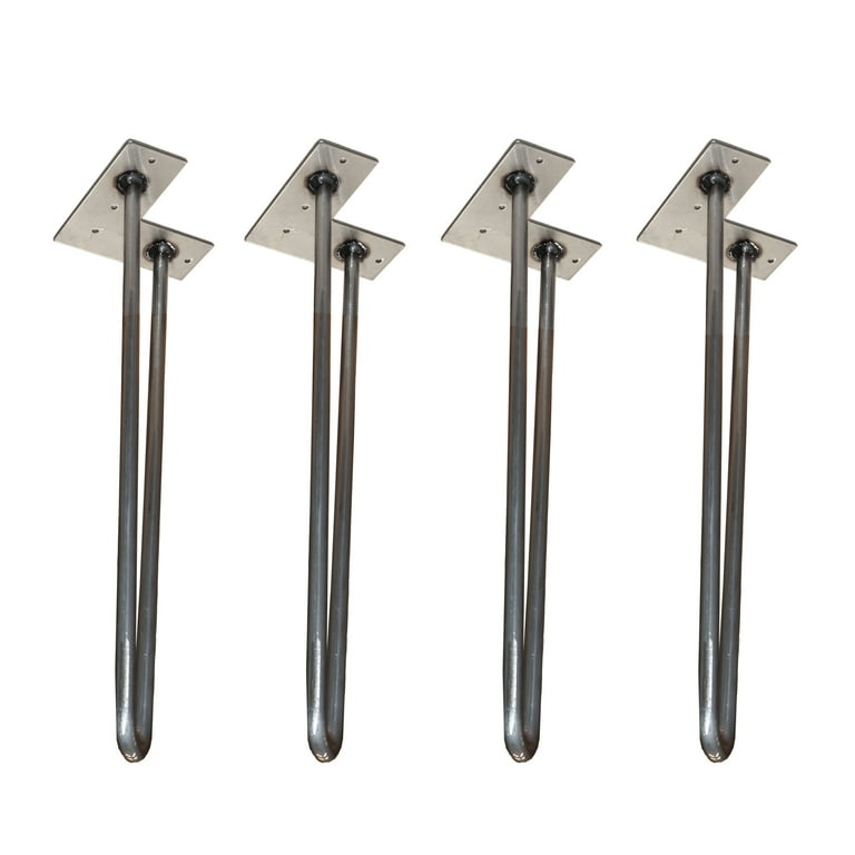 1/2 in. Dia 16 in. Mid-Century Modern Raw Steel Hairpin Table Legs, (4-Pack) 1/2 in. Dia 16 in. Mid-Century Modern Raw Steel Hairpin Table Legs, (4-Pack)