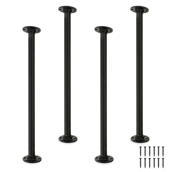7Penn Metal Table Leg Set 4pc - 30in Black Pipe Wrought Iron Coffee Table Legs