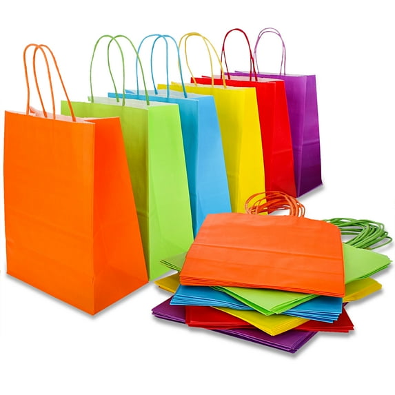7Penn Party Favor Gift Bags - 48pk Colorful Paper Gift Bags with Handles