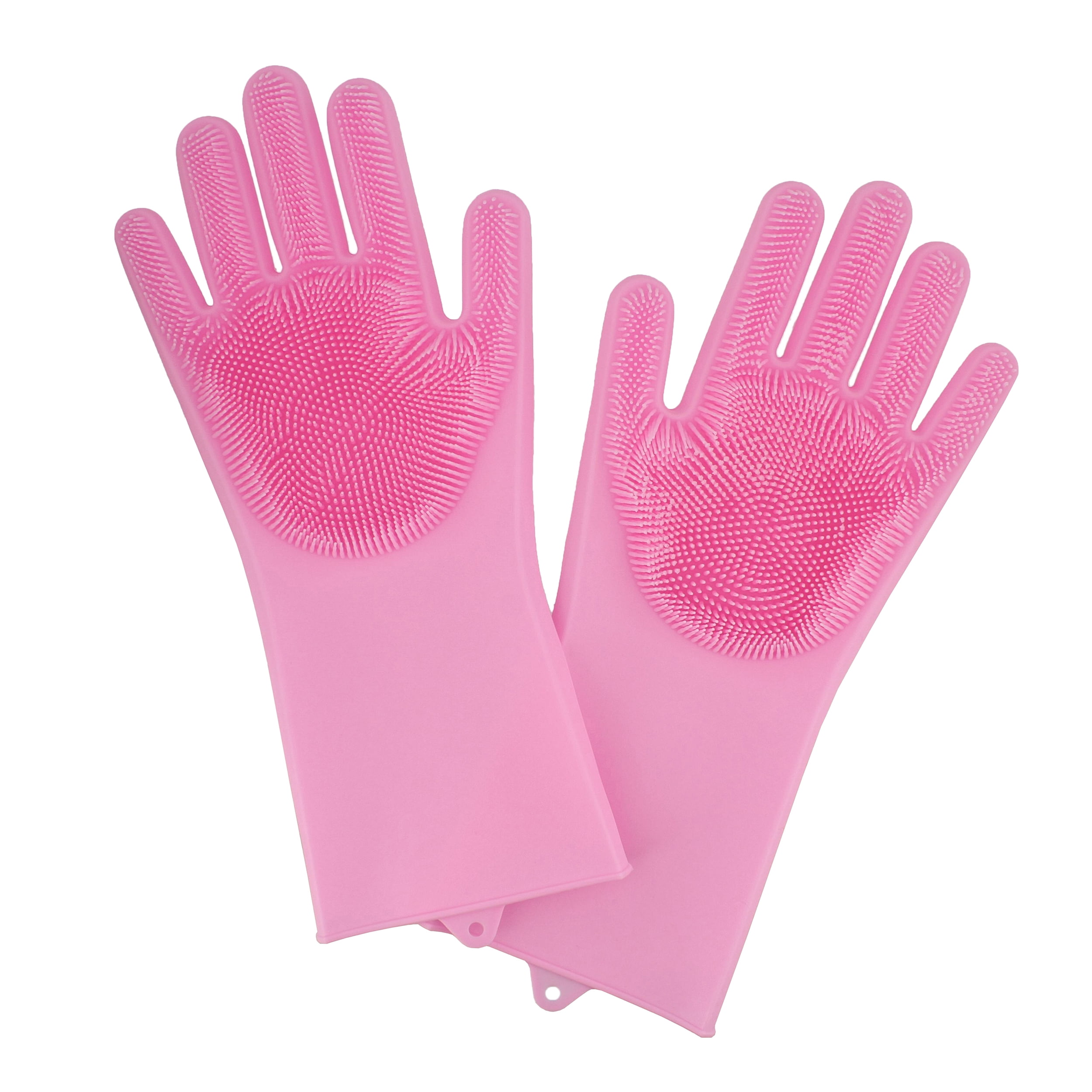 7Penn Pink Dishwashing Gloves with Scrubber Bristles Scrub Dish