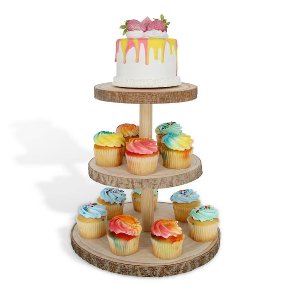 7Penn Rustic Cake Stand - 3 Tier Wooden Boho Wedding Dessert Display Shelf