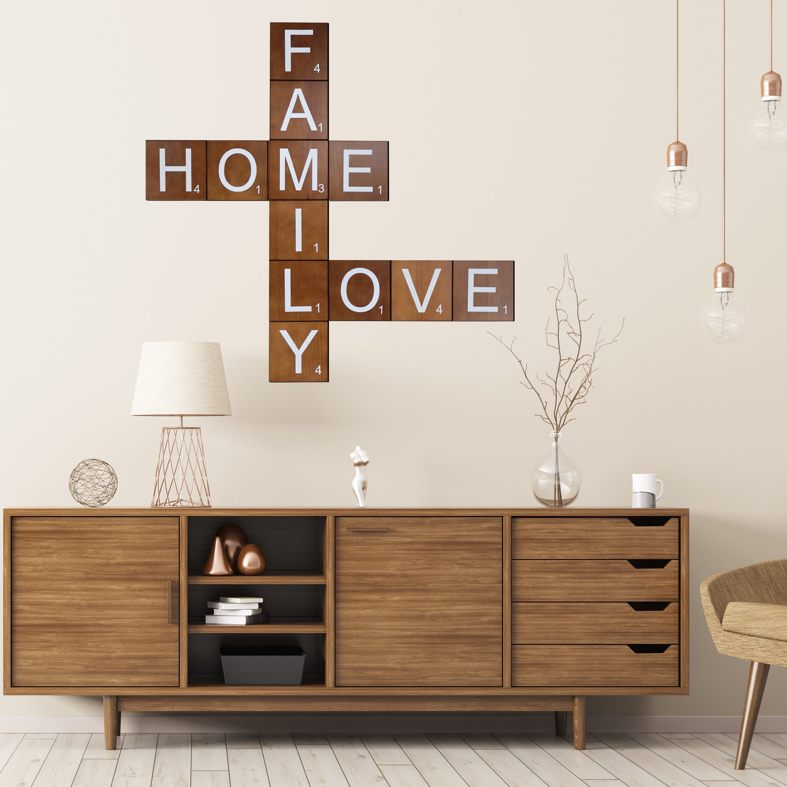 7Penn Rustic Living Room Decor - Farmhouse Crossword Letters Wall Decor