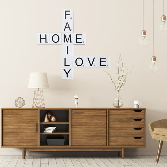 7Penn Rustic Living Room Decor - Farmhouse Crossword Letters Wall Decor - White