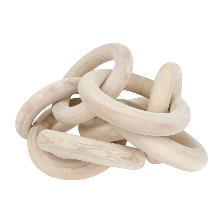 Wood Chain Link Decor - Rustic White Washed Decorative Chain, Great as  Coffee Table Decor or Shelf Decor, Made from Pine Wood, Matches Well with