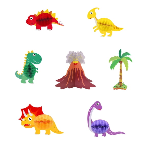 7Pieces Dinosaur Paper Ornament Cartoon Table Decoration for Kid Birthday Party Parties Showers Room Decoration