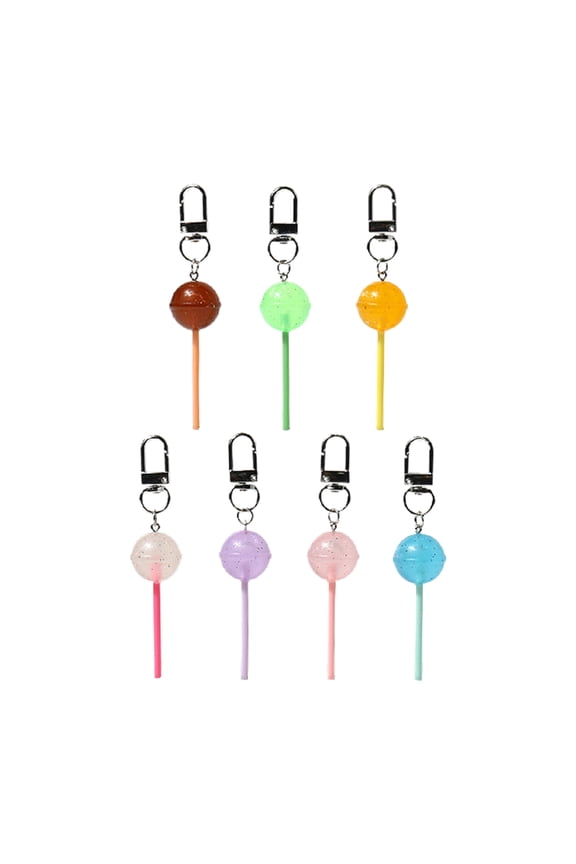 7Pieces Macaron Candy Keychain Lollipop Ornament Multi Purpose Decorations Colorful Candy Keyring for Any Occasion
