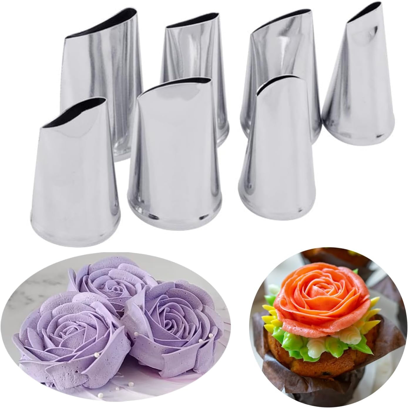 7Pieces/set Cake Decorating Tips Set Cream Icing Piping Fondant Rose Nozzle  Pastry Tools Fondant Decorating Tools - Walmart.com, image size:1389x1388