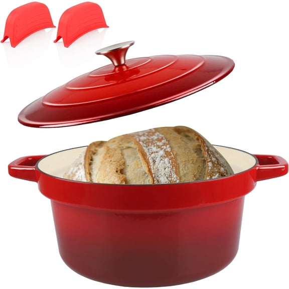 7QT Dutch Oven Pot With Lid, Ceramic Dutch Ovens for Sourdough Bread Baking, Enameled Cast Iron Bread Cooking Pot, Non-Stick, Oven Safe (10 Pcs Bread Paper Liners)