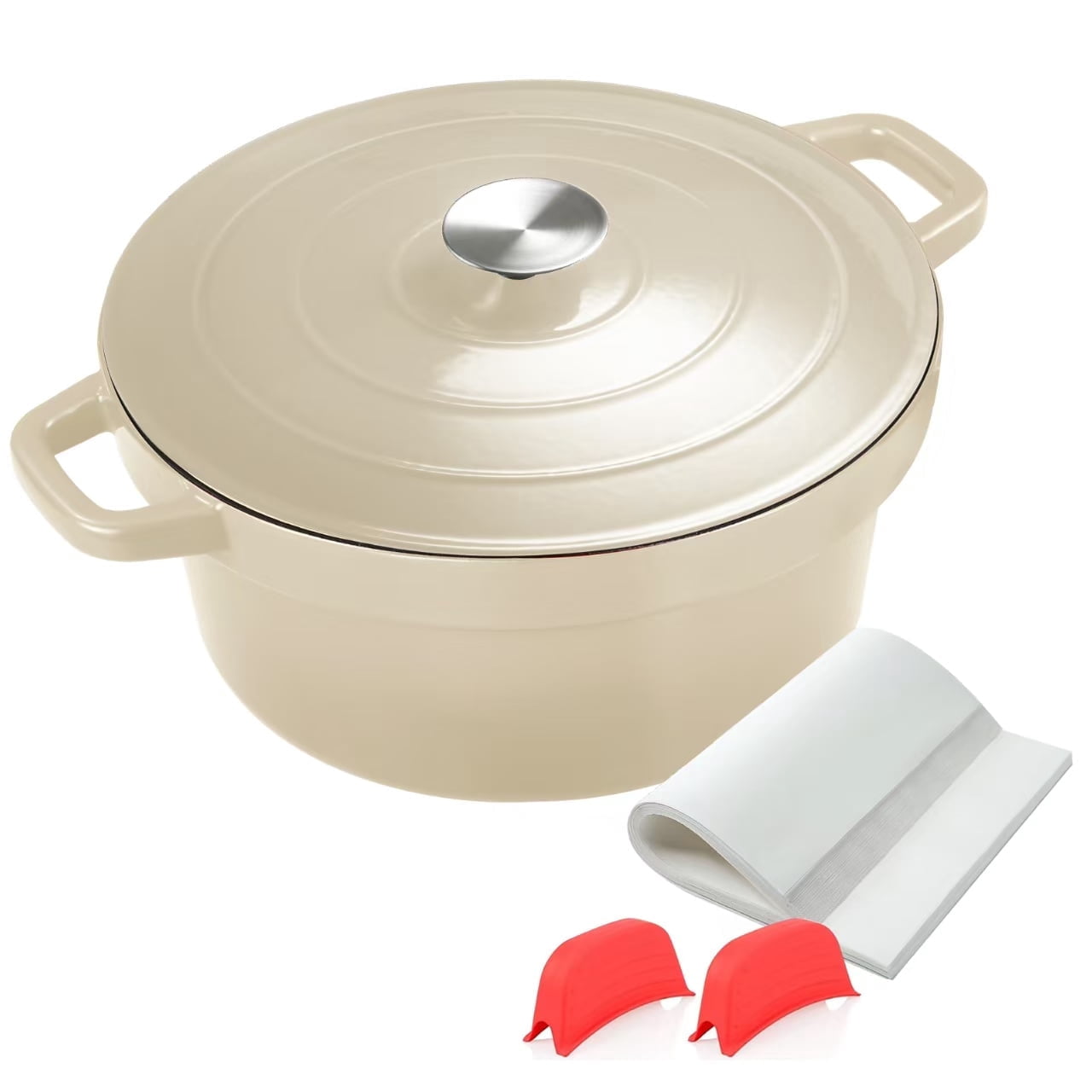 Facile Cook 6QT Enameled Cast Iron Dutch Oven Pot with Lid, Free ...