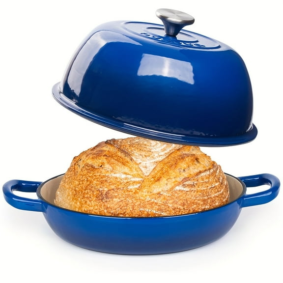 7QT Enameled Cast Iron Dutch Pot with Lid - Non-Stick, Oven Safe for Bread Baking - Includes 10 Liners - Perfect for Thanksgiving & Christmas