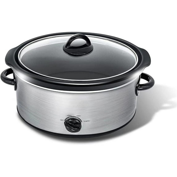 7QT Slow cooker in Stainless Steel (FREE Slow Cooker & Glass Lid INCLUDED)