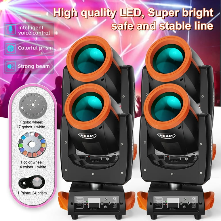 7R 230W Beam Sharpy Moving Head DJ Lights 4pack LED Stage Light 17 Gobos and 14 Colors DMX512 Control for Wedding Disco Club Lighting Party