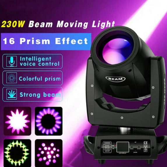 7R 230W Beam Sharpy Moving Head DJ Lights,LED Stage Light 17 Gobos and 14 Colors DMX512 Control for Wedding Disco Club Lighting Party Christmas, Black, 1Pack