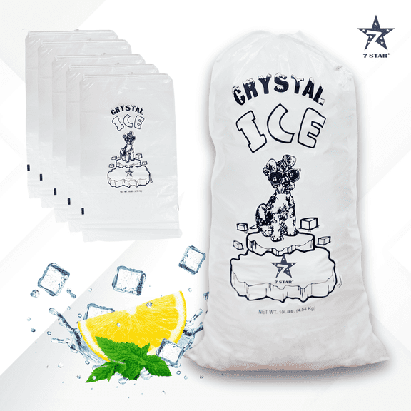 7STAR 10lb  Crystal Ice Bags with Drawstring – 400 Pack Heavy-Duty Freezer Safe