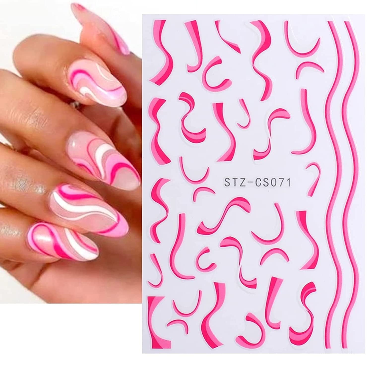 Simple Decal Patterns 7Sheet French Style Line Patterns Nail Sticker Pack | Strip Patterns 3D ...