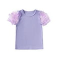 thumbnail image 1 of 7T Big Girls Clothes 8T Girls T-shirts Solid Color Round Neck Big Girls Short Sleeve T-shirts Tops Purple, 1 of 6